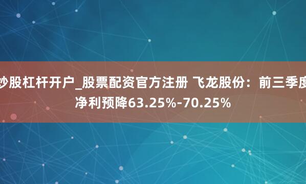 炒股杠杆开户_股票配资官方注册 飞龙股份：前三季度净利预降63.25%-70.25%