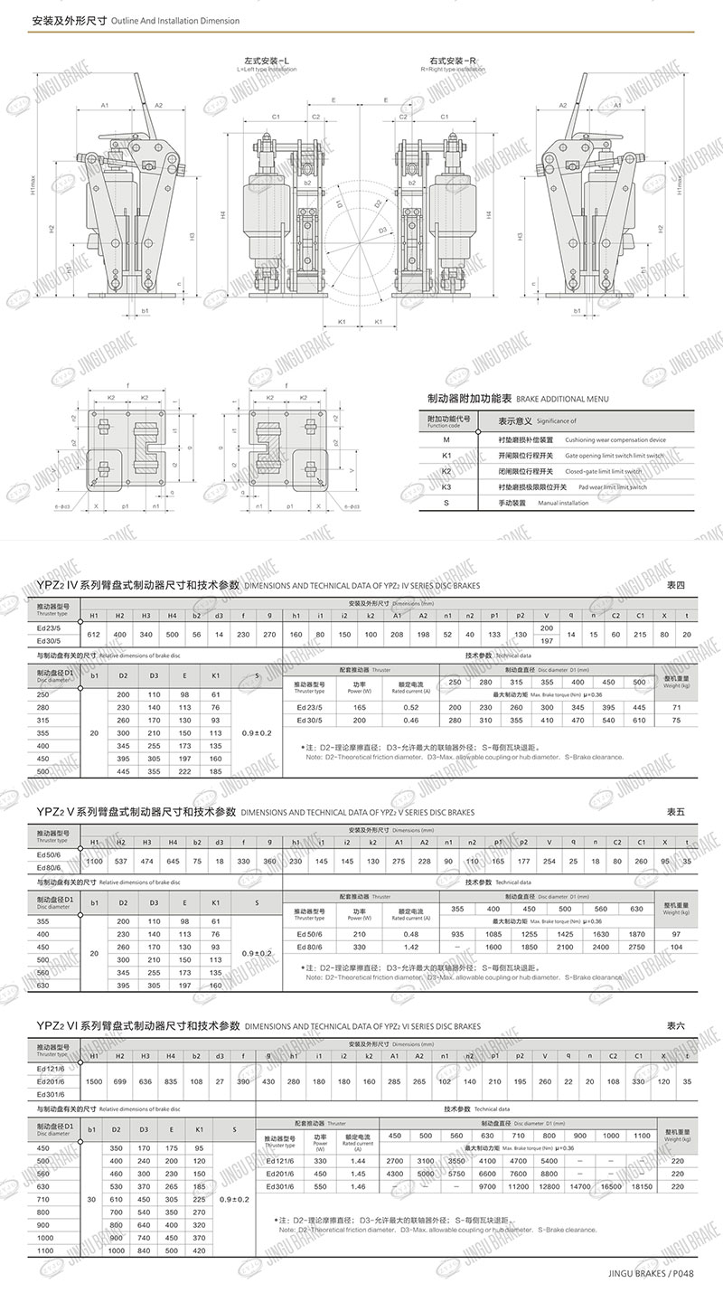 YPZ2IV、V、VI系列電力液壓臂盤式制動(dòng)器