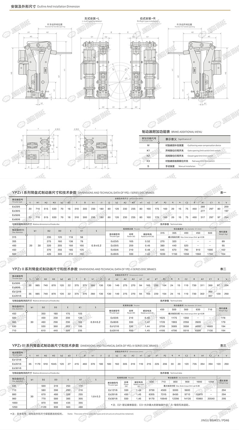 YPZ2I、II、III系列電力液壓臂盤式制動(dòng)器